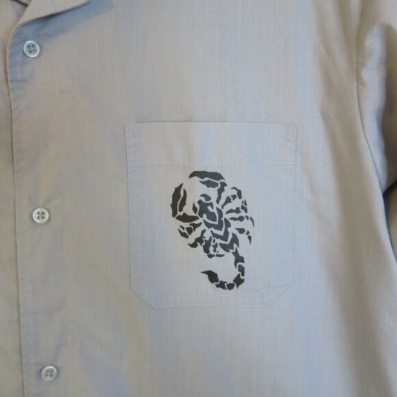 Vintage 725 ORIGINALS Scorpion Button Down Shirt Size XL Men Gray Streetwear Y2K - Picture 2 of 8